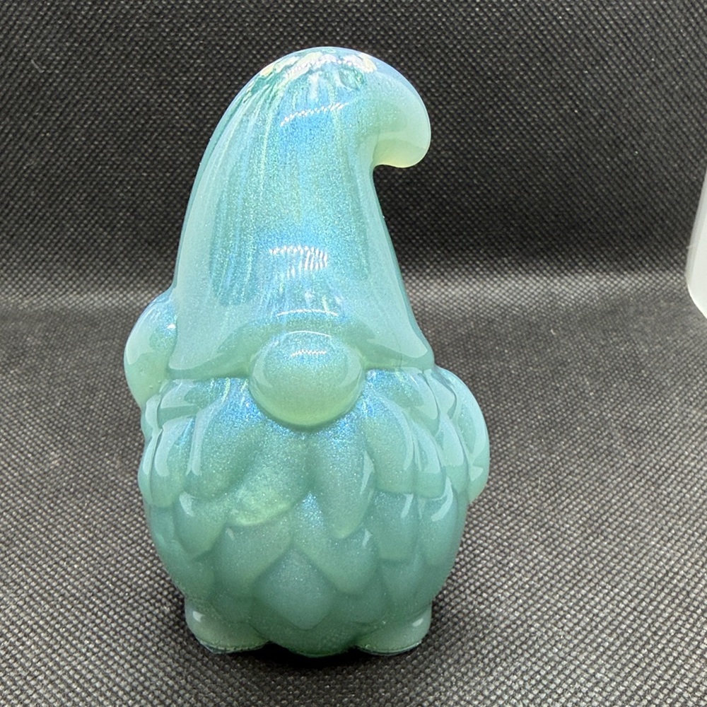 Unique Resin Mystical Iridescent Teal Gnome Sculpture